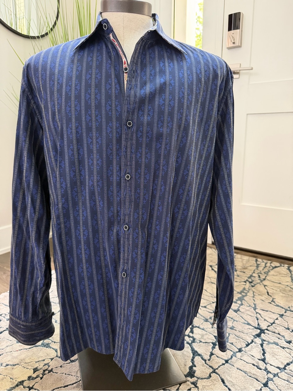 Robert Graham Blue Striped Long-Sleeve Button-Down Shirt